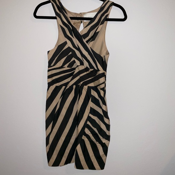 Leifsdottir Anthropologie Macaw Striped Wrap Bodice Sheath Dress Size 0 Black - Picture 2 of 7